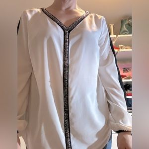 Style & Co tuxedo style blouse w/ sequin embellishments